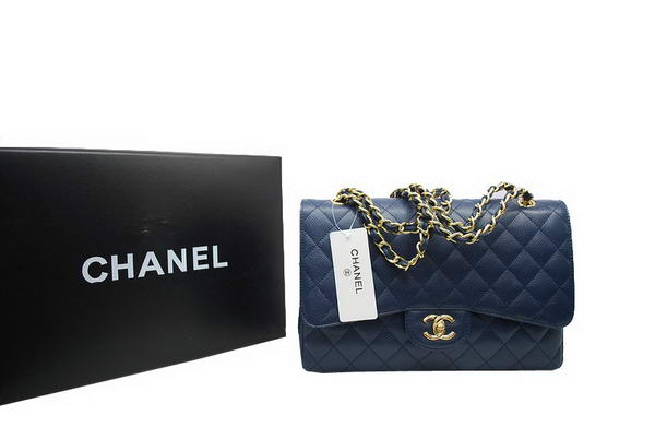 AAA Chanel Jumbo Double Flaps Bag Royalblue Original Caviar Leather Online